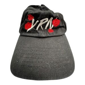 YRN Black Embroidered Rose Dad Hat‎ Adjustable Cotton Baseball Cap
